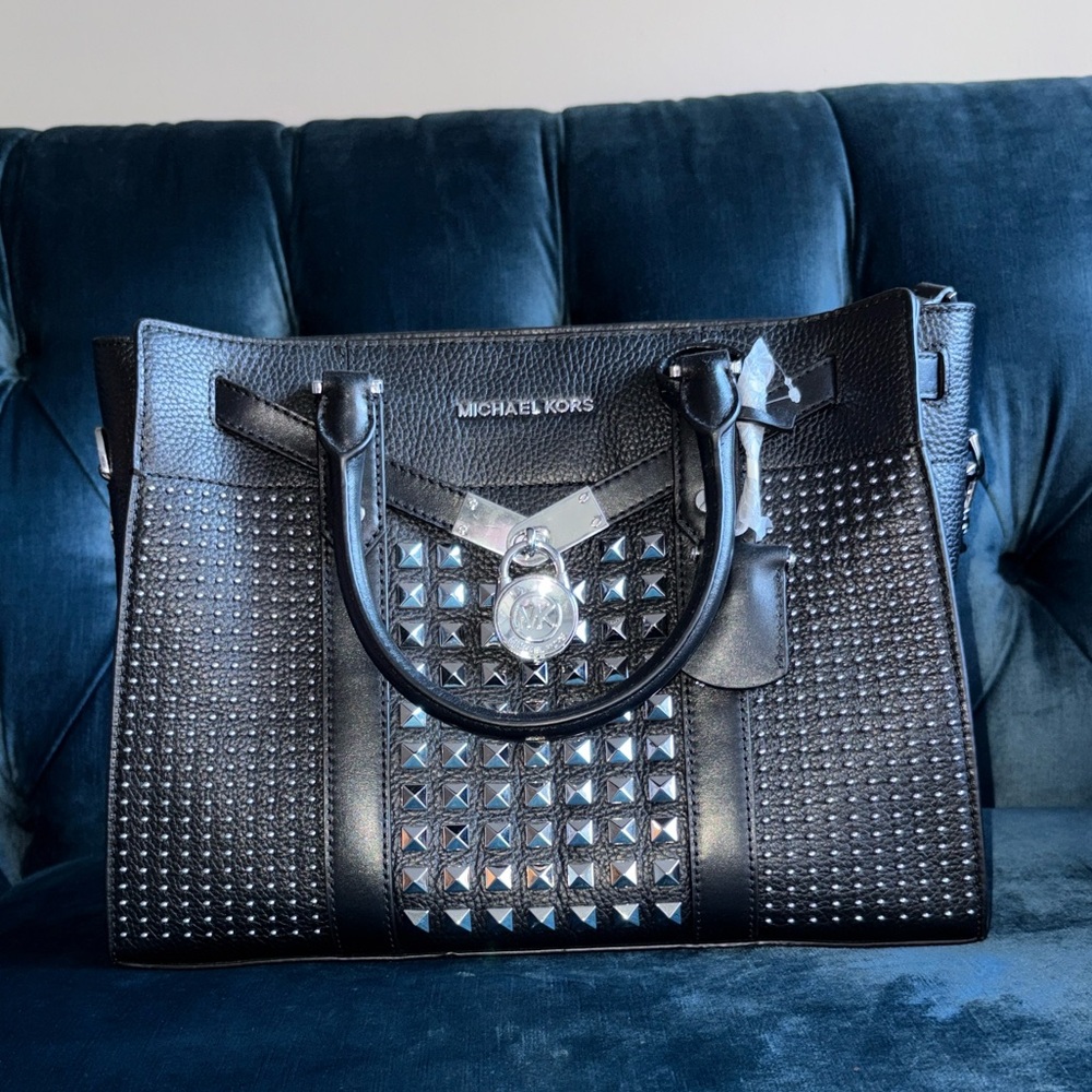 Michael Kors Black Studded Tote - Picture 6 of 6